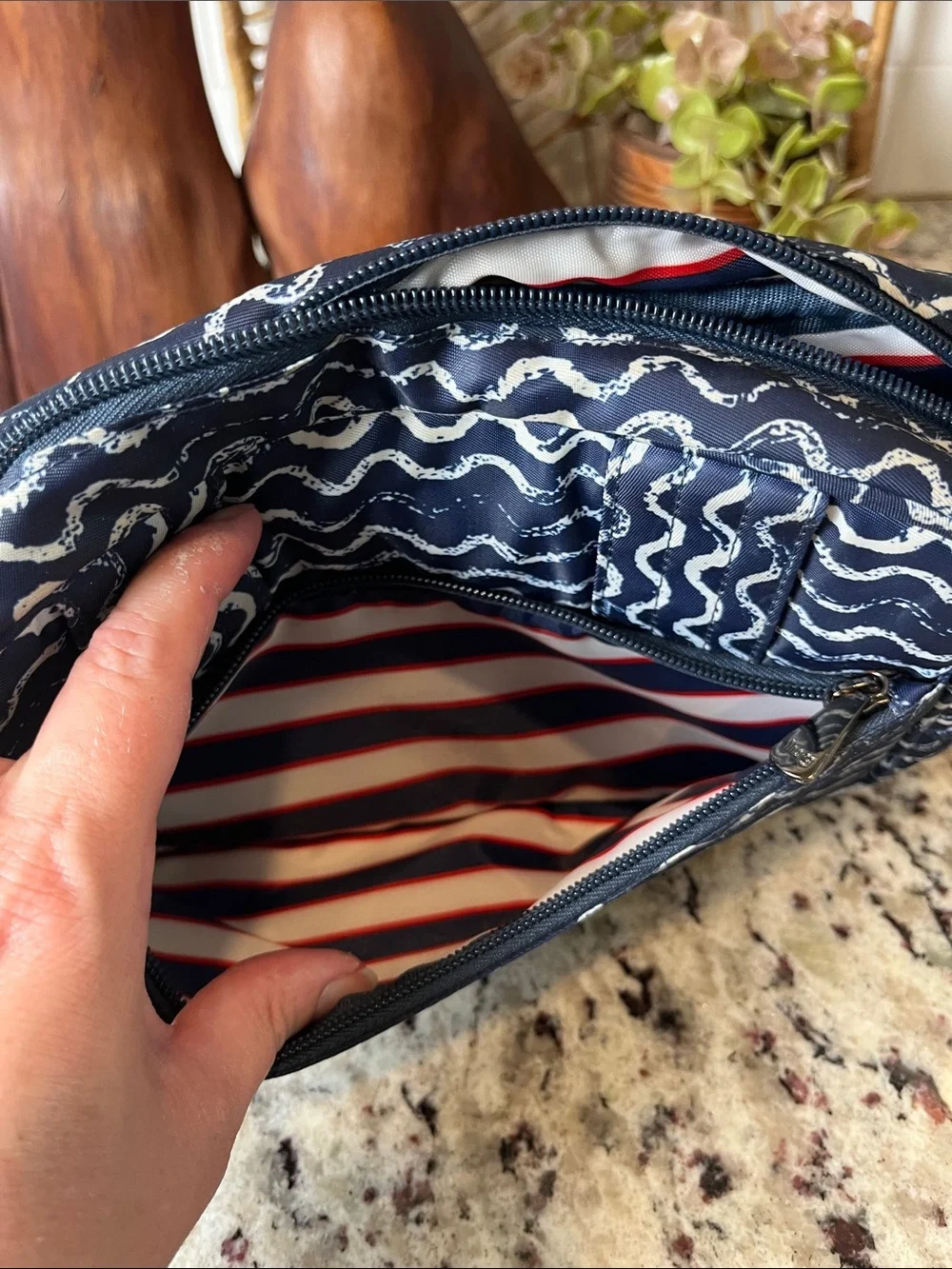 lug Navy Quilted Wave Messenger Crossbody Bag